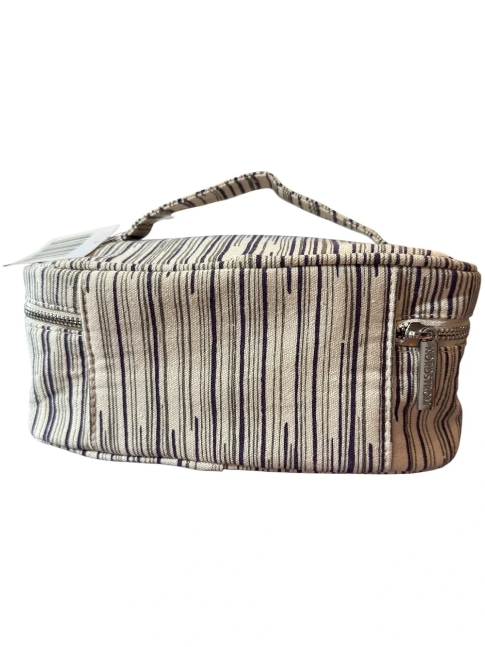 Nordstrom Striped Canvas Cosmetic Case - Cream and Navy, NWT